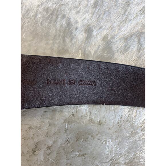 Coldwater Creek Brown Leather Wide Belt Red Beads Sz Small - Picture 5 of 6